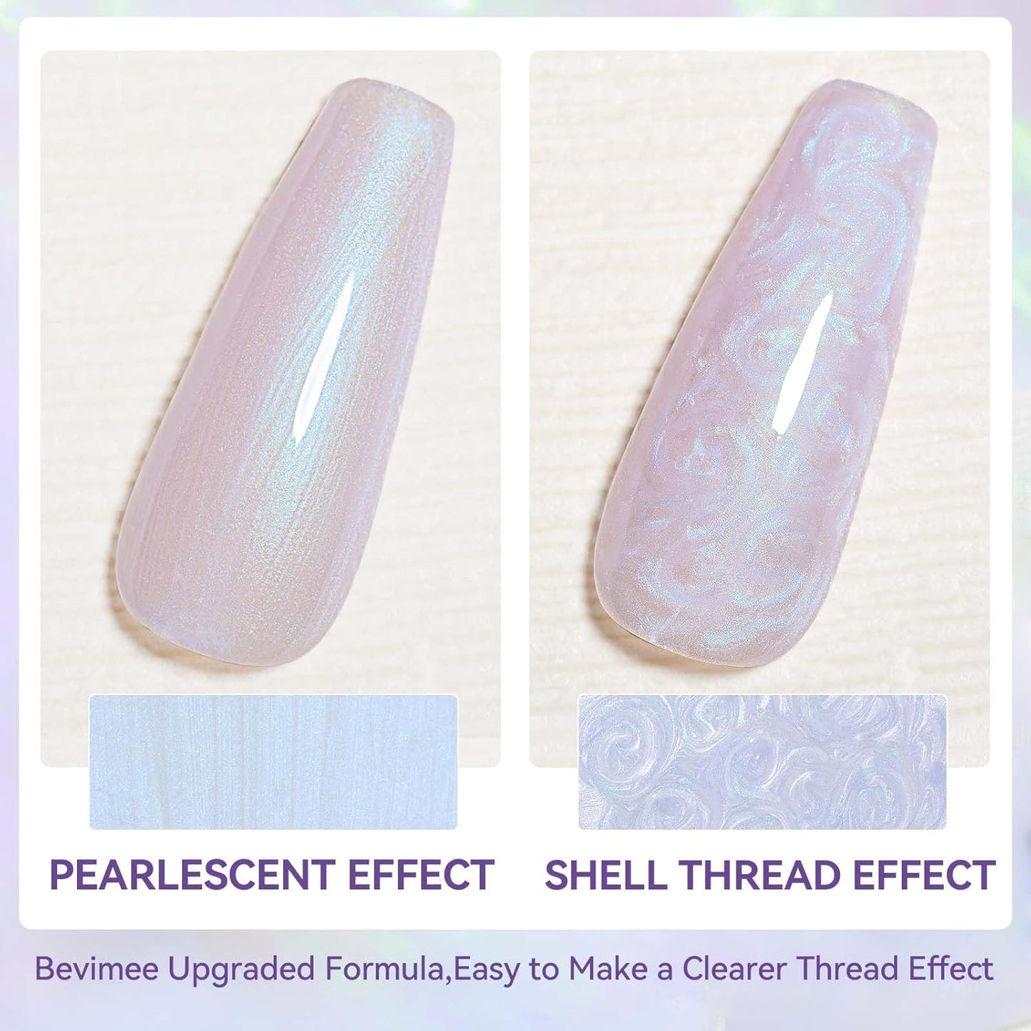 Pearl Gel Nail Polish 12ml Pearlescent Mermaid Iridescent Chrome Aurora Nail Drawing Swirl Shell Thread Effect Soak Off UV LED Gel Nail Art Salon Home DIY-Velvo Beauty