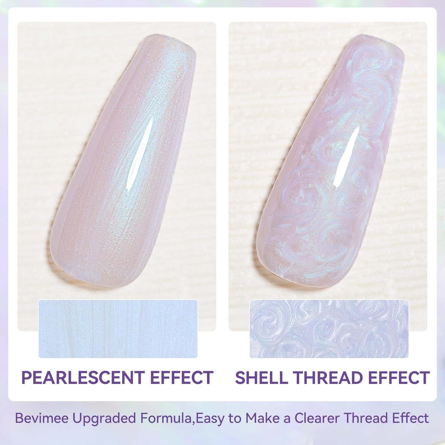 Pearl Gel Nail Polish 12ml Pearlescent Mermaid Iridescent Chrome Aurora Nail Drawing Swirl Shell Thread Effect Soak Off UV LED Gel Nail Art Salon Home DIY-Velvo Beauty