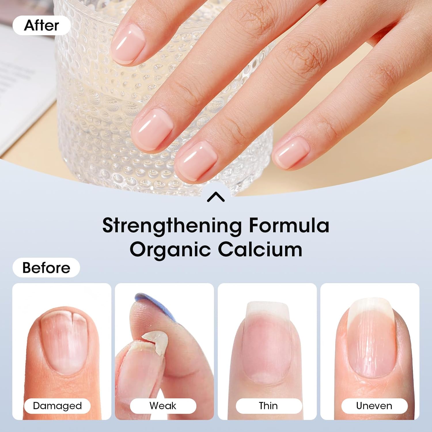 GELLEN Clear Nail Polish Base Top Coat, No Wipe High Gloss Shine Top Coat Quick Dry, Sheer Nail Base Coat Strengthener Strengthens Nails - Calcium Formula, Non UV Gel, Hema Free, Non-toxic, No Chip-Velvo Beauty