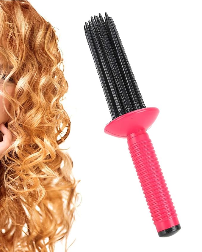 Hair Fluffy Styling Curler Curls Comb,Hair Curler Curling Make Up Brush Roller Tool Portable Hair Curling Roll Comb Anti‑Slip Professional Round Hair Brush for Home Personal Use Travel-Velvo Beauty