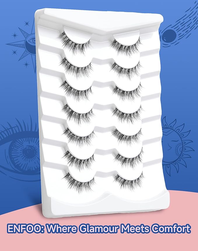 Natural Lashes Wispy Lashes Everyday Natural Look Flared Eyelashes False Eye Lashes Soft Fluffy Lashes False Eyelashes 7 Pairs D20-Velvo Beauty