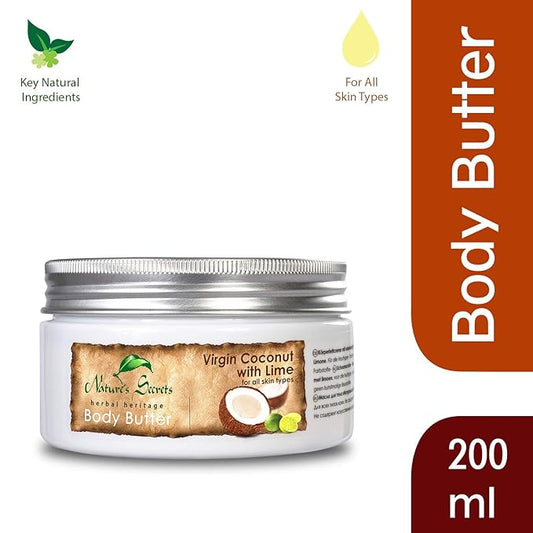 Nature's Secrets Coconut Body Butter with Hyaluronic Acid, Retinol, Jojoba Oil & Viatmin E. Creamy, Ultra-Moisturising. For Dry Skin.-Velvo Beauty