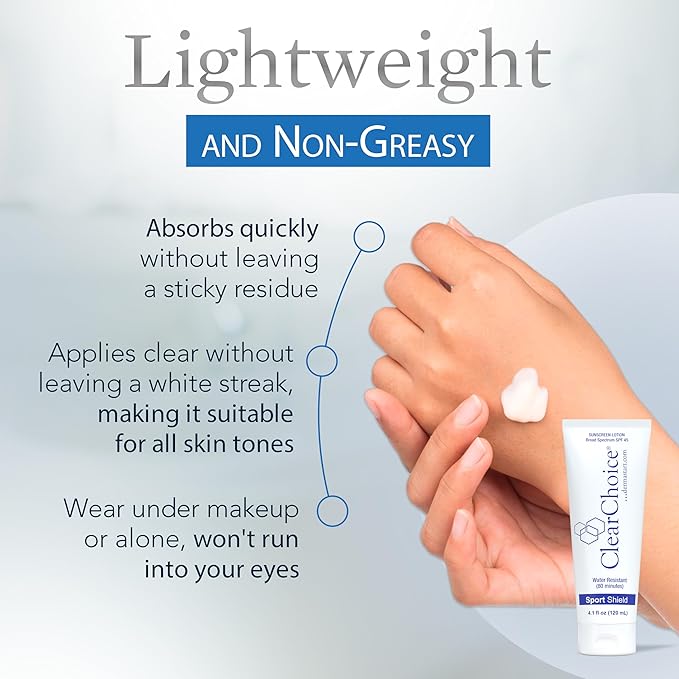Clear Choice Sunscreen for Face SPF 45, Oil Free Sunblock & Light Moisturizer with Zinc Oxide, Reef-Safe, Broad Spectrum, Water-Resistant, No White Cast, Dermatologist Recommended, 4oz-Velvo Beauty