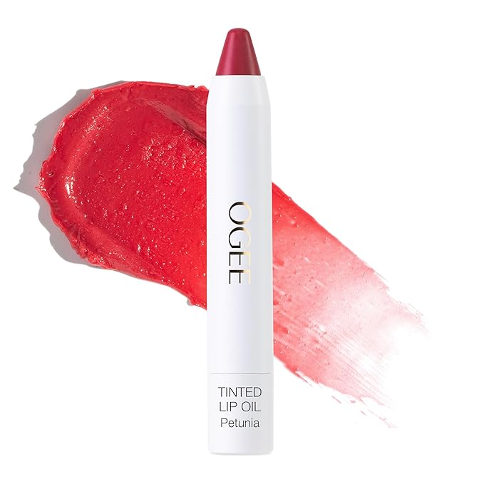 Ogee Tinted Sculpted Lip Oil - Lip Stain Made with 100% Organic Coconut Oil, Jojoba Oil, and Vitamin E - Best as Lip Balm, Lip Color or Lip Treatment - PETUNIA (Sheer Blush)-Velvo Beauty