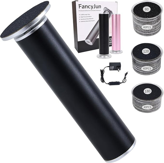 Electric Foot Callus Remover with 120pcs Sandpaper Discs(3 Sizes), Professional 800RPM Aluminum 4.8 Inches Callus Remover for Feet, Stepless Speed Control Foot File for Dead Skin (Black)-Velvo Beauty