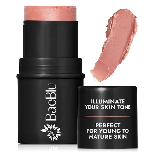 Organic Blush Tube, Rose - 100% Natural Vegan Cream Blush Sticks, Multi-Use Bronzer, & Highlighter for Lips, Cheeks & Eyes, Buildable Shimmer, Gluten-Free, Paraben-Free, Made in USA-Velvo Beauty