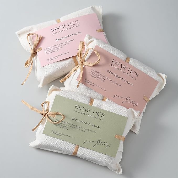 Natural Rose Quartz Weighted Eye Pillow for Relaxation, Sleeping, Yoga, SPA and Travelling, Cooling Eye Pillow, Reusable and Good Relaxation Gift for Women(Rose Quartz)-Velvo Beauty