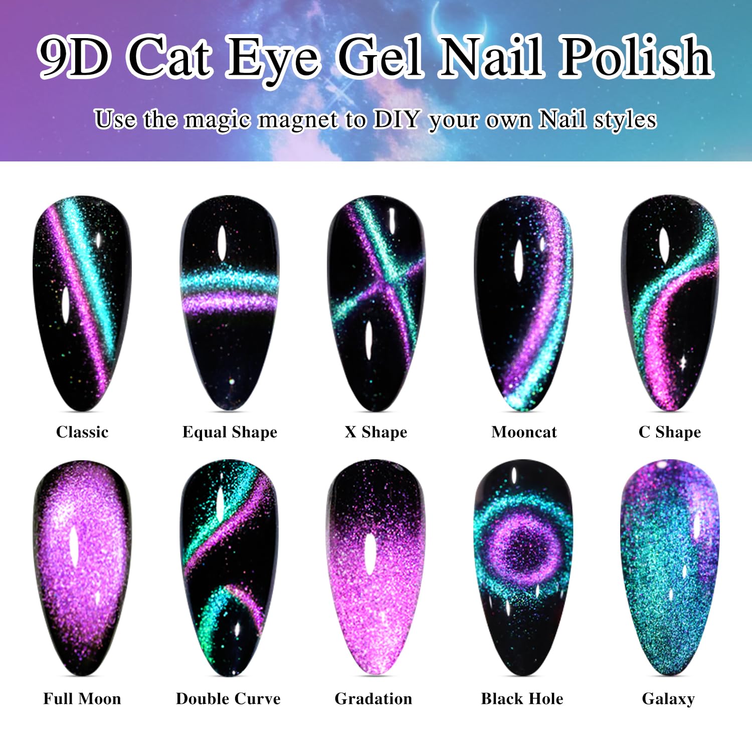 Double Rhythm Jelly Glass Cat Eye Gel Polish with Magnet 15ML Holographic Glitter Shimmer Translucent Sheer Color Magnetic Nail Polish Salon DIY at Home (Blue Purple-MC1049)-Velvo Beauty