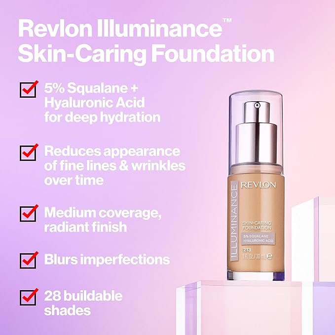 Revlon Illuminance Skin-Caring Liquid Foundation, Hyaluronic Acid, Hydrating and Nourishing Formula with Medium Coverage, 405 Hazel (Pack of 1)-Velvo Beauty