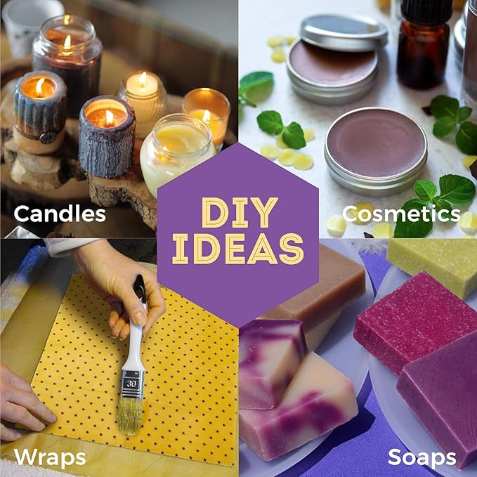 HUNNYBEE Beeswax Pellets 3LB, 100% Pure Bees Wax for DIY Candles, Skin, Body Cream, Face, and Hair Care, Lotions Deodorant, Lip Balm and Soap Making (Pure White, 3 lbs)-Velvo Beauty