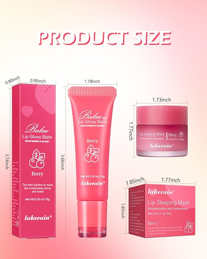 2Pcs Lip Glowy Balm & Lip Sleeping Mask Set,Hydrating Nourishing Repair Sleeping Lip Mask,Glossy Tinted Lip Balm,Day & Night Smooth Cracked Chapped Lip,Lip Care Therapy Treatment for Women-Grapefruit-Velvo Beauty