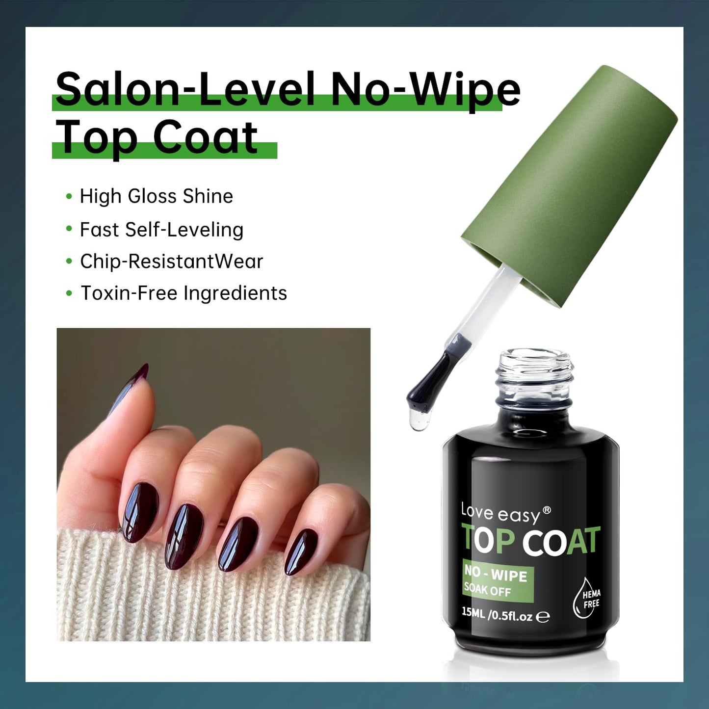 2pcs 0.5 fl oz Hema Free Gel Nail Polish No Wipe Top and Base Coat Set-Velvo Beauty