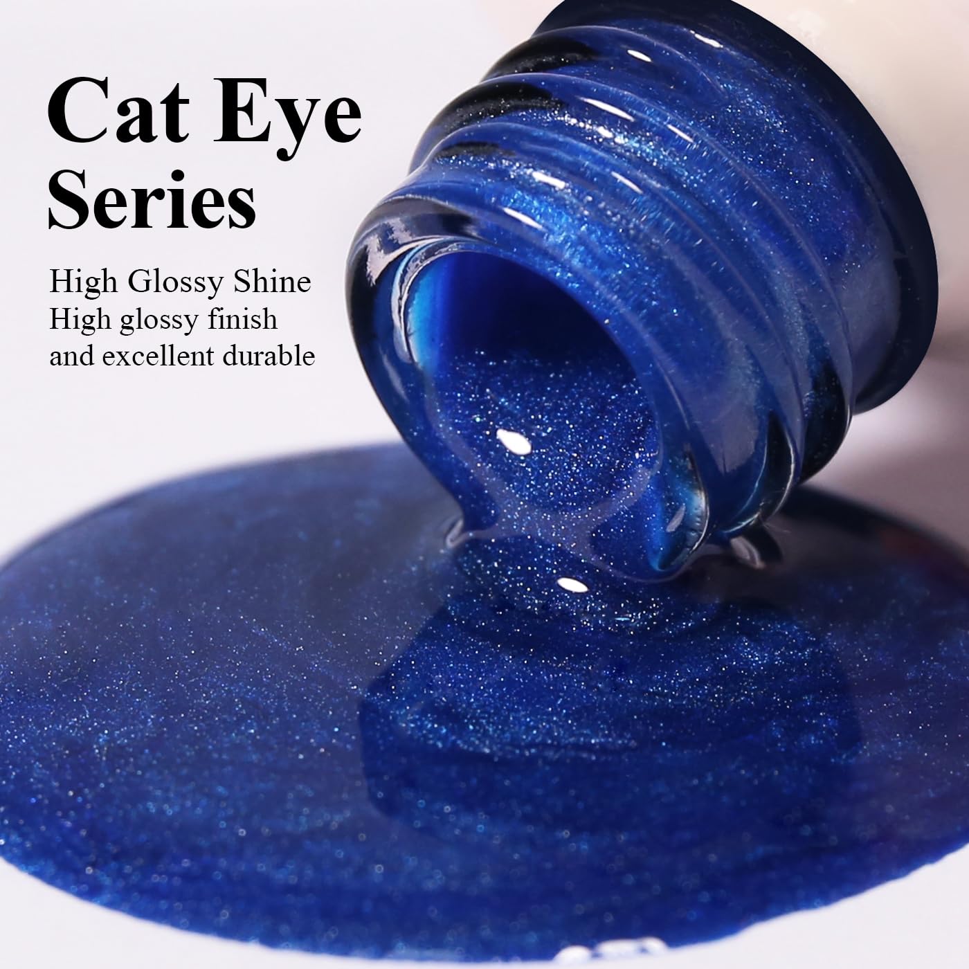 Imtiti Cat Eye Gel Nail Polish, Dark Blue Holographic Magnetic Crystal Nail Gel Polish With Magnet Glittery Galaxy Spring Summer Kit Soak Off UV Led 10ML-Velvo Beauty