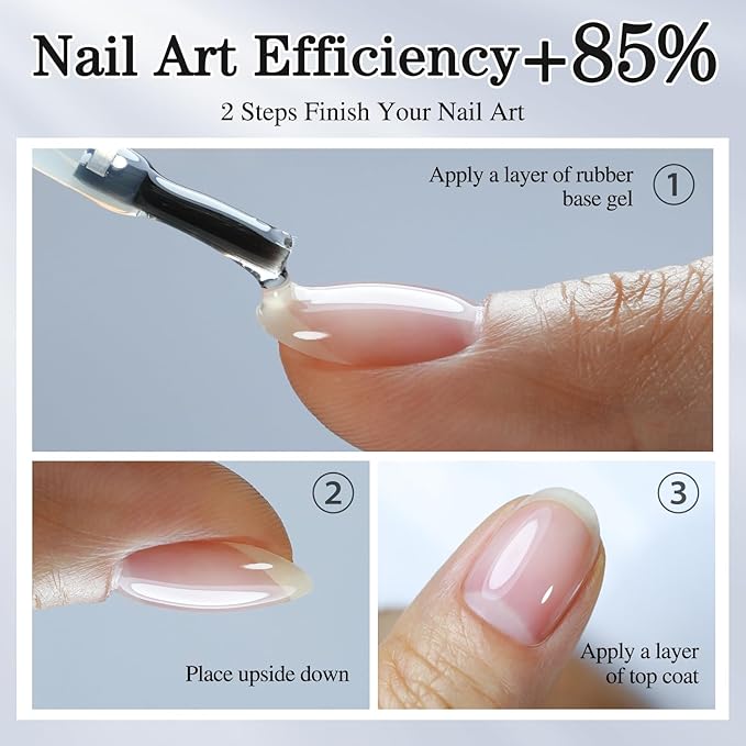 Double Rhythm 0.5Oz Nail Strengthener Rubber Gel Nail Polish 15ml Clear Builder in a Bottle Nail Thickening Extension Hard Structure Gel Glue (Clear 8 in 1-1)-Velvo Beauty