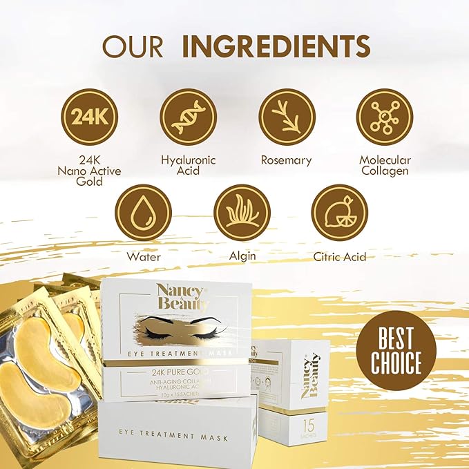 Under Eye Patches - 24K Gold Under Eye Mask, Dark Circles Under Eye Treatment Mask, Anti-Wrinkle Under Eye Bag Treatment for Puffy Eyes, Collagen Patch & Eye Mask Skincare, Under Eye Gel Pads 20 Pairs-Velvo Beauty