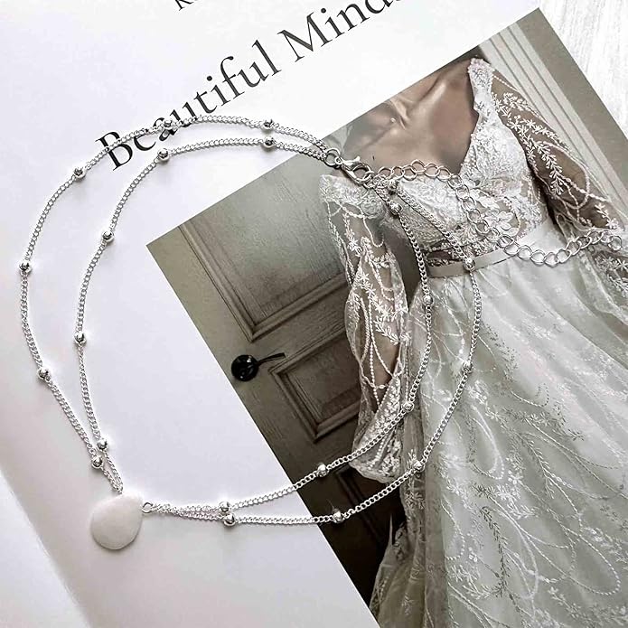 Layered Teardrop Pendant Necklace Teardrop Natural Stone Necklace Teardrop Gemstone Necklace Chain White Teardrop Necklace Choker Gold Satellite Chain Necklace Jewelry for Women and Girls-Velvo Beauty