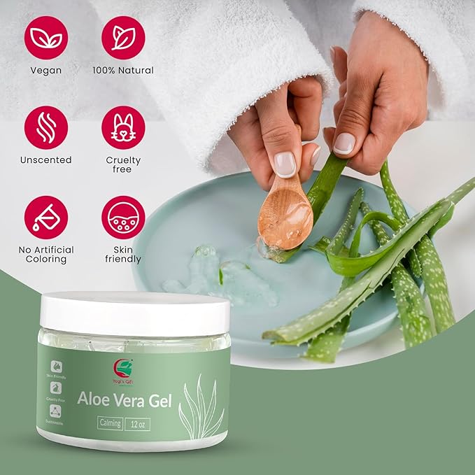 Aloe Vera Gel 12 oz | Unscented | For Face, Scalp & Hair | by Yogi’s Gift®-Velvo Beauty