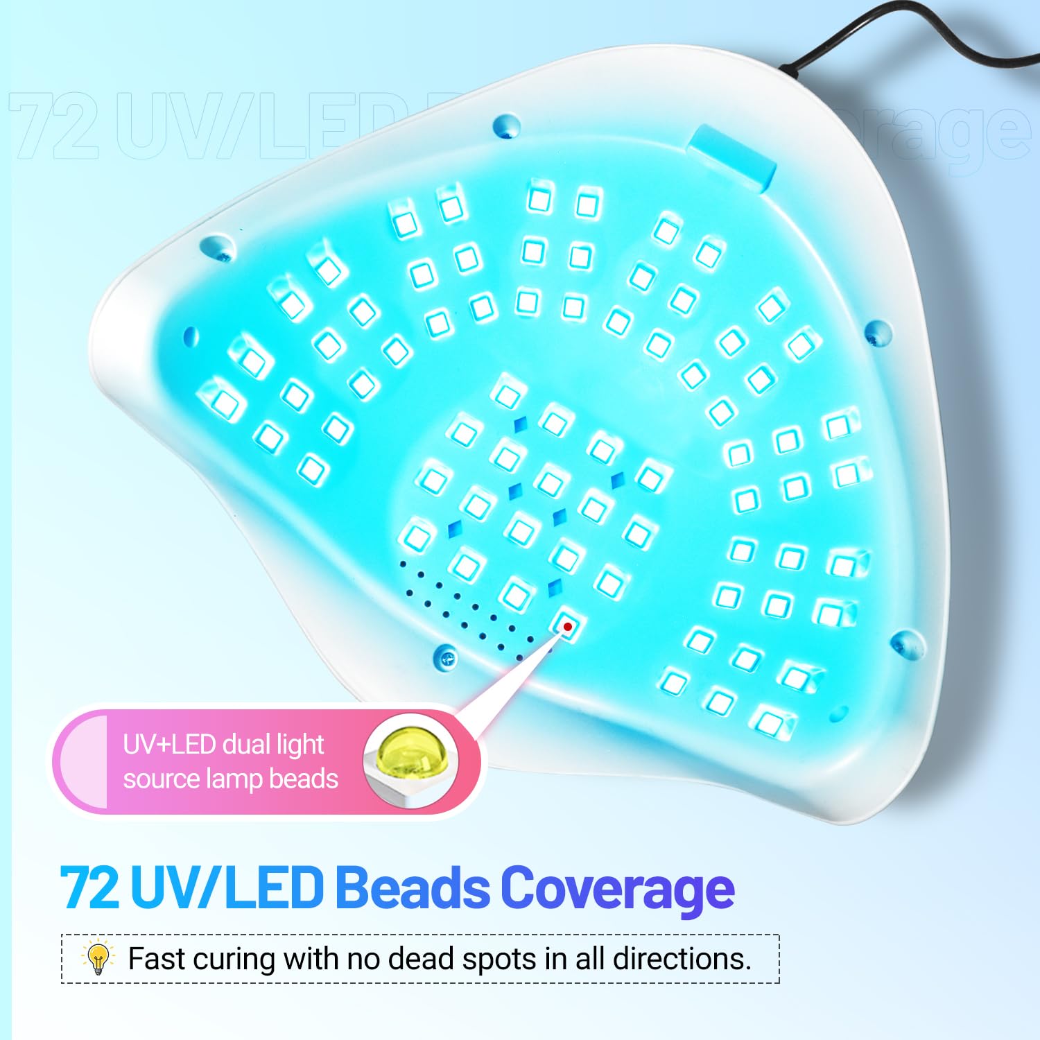 JODSONE U V LED Nail Lamp 320W, Nail Dryer for Gel Polish, Gel Nail Lamp with 72 Light Beads, Led Nail Light for Nails with Automatic Sensor & 4 Timers-Velvo Beauty