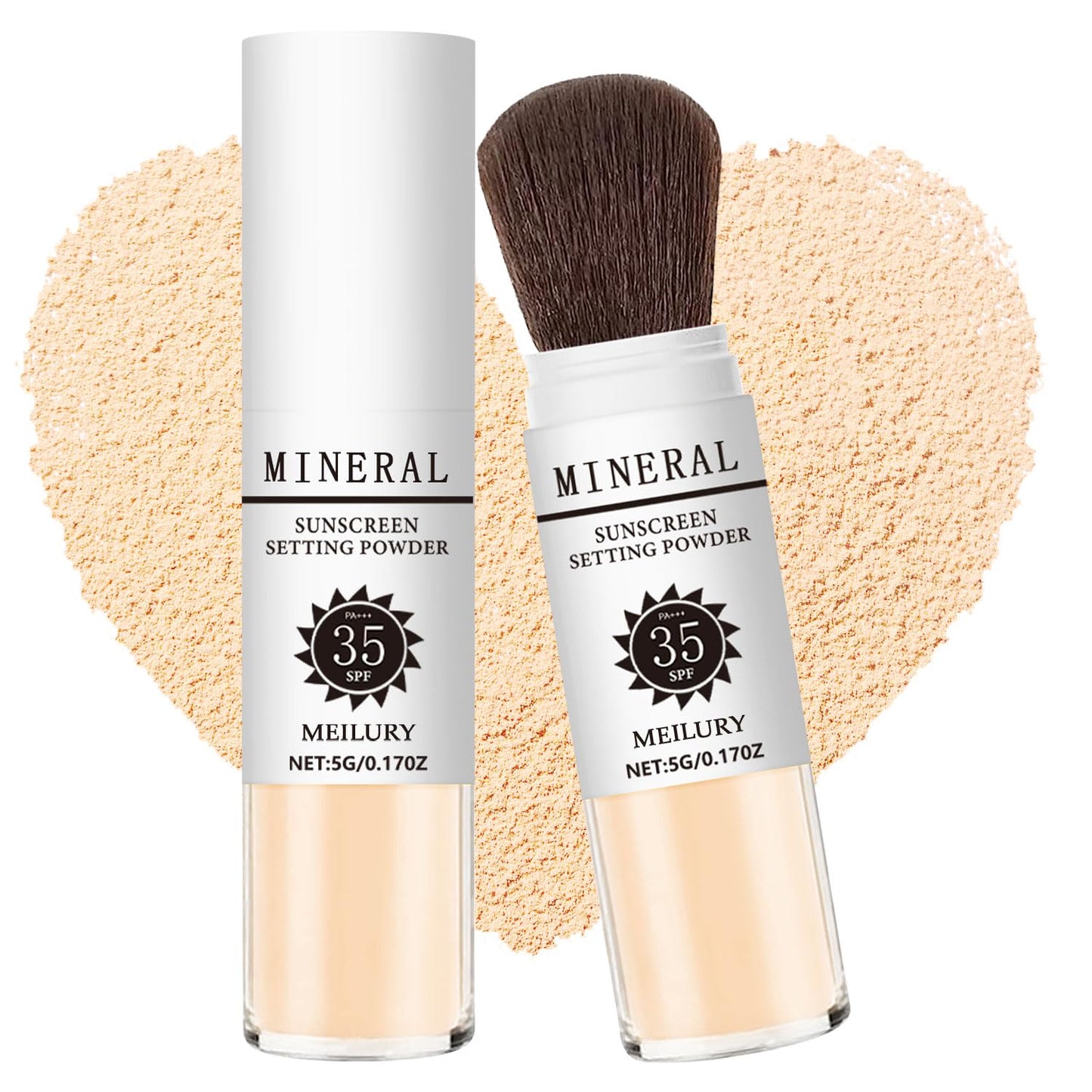 Sunscreen Setting Powder SPF 35, Mineral Brush Powder for Face & Scalp, Oil Control Natural Matte Finish Loose Powder Translucent Lasting Lightweight Breathable for All Skin (#05 Medium)-Velvo Beauty