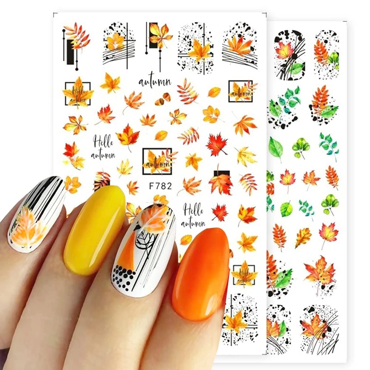 8 Sheets Fall Nail Art Stickers Thanksgiving Nail Decals 3D Maple Leaf Nail Stickers Autumn Butterfly Maple Leaves Nail Designs Decorations for Women Kids Girls Holiday DIY Manicure Charms-Velvo Beauty