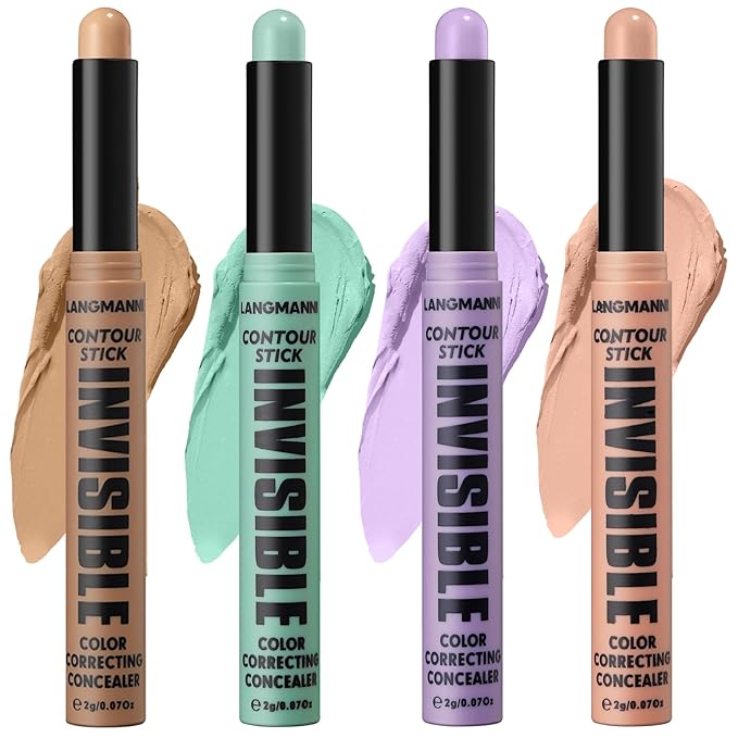 LANGMANNI Multi-Use Face Contour Stick,Highlighter & Concealer Stick, Combo Use For Correcting Color Balancing (#02+#03+#04+#06, 4 Count (Pack of 1))-Velvo Beauty