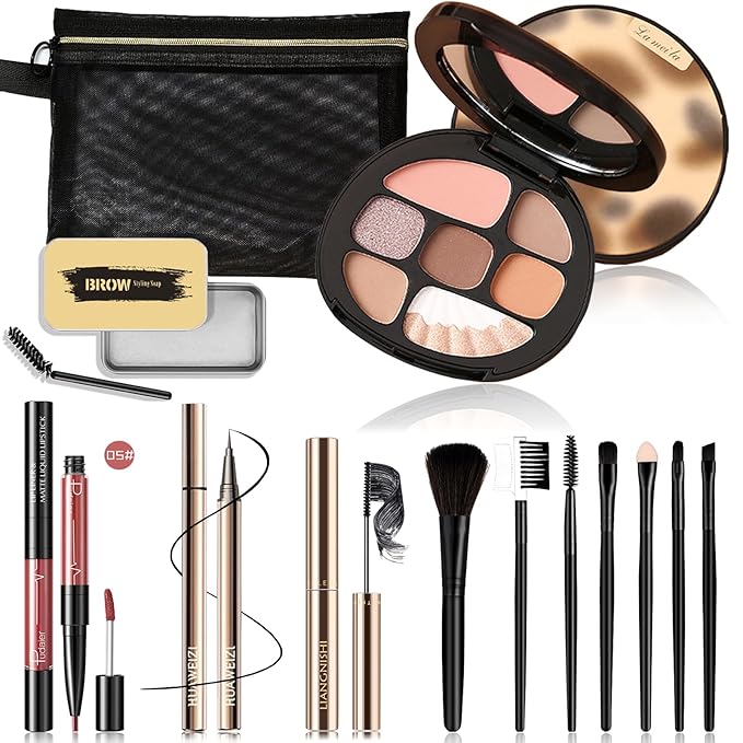 All in One Makeup Kit for Women Full Kit, Basic Cosmetics Kit for Beginner & Professionals, Eye Makeup Set Tween Girl, Make Up Kits for Teenagers, Makeup Gift Set for Girls, Women & Teens(Amber Pink)-Velvo Beauty