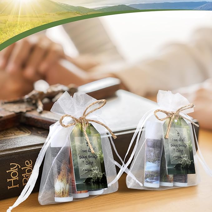 50 Sets Lip Balms Christian Gifts for Women Religious Scripture Bible Verse Inspirational Motivational Small Thank You Gifts for Church Sunday School Vanilla Flavor-Velvo Beauty