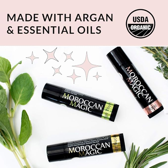 Moroccan Magic Organic Elderberry & Manuka Honey Lip Balm 3 Pack | Ultra-Hydrating Argan Oil Lip Moisturizer + Vitamin E | Natural Chapstick for Dry Lips | Smooth, Non-Toxic | Organic Lip Balm-Velvo Beauty