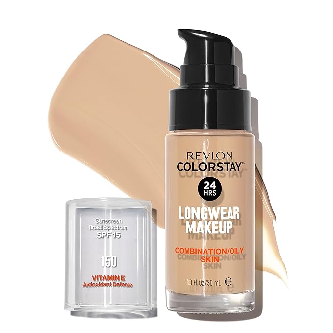 Revlon Liquid Foundation, ColorStay Face Makeup for Combination & Oily Skin, SPF 15, Longwear Medium-Full Coverage with Matte Finish, Buff (150), 1.0 Oz-Velvo Beauty
