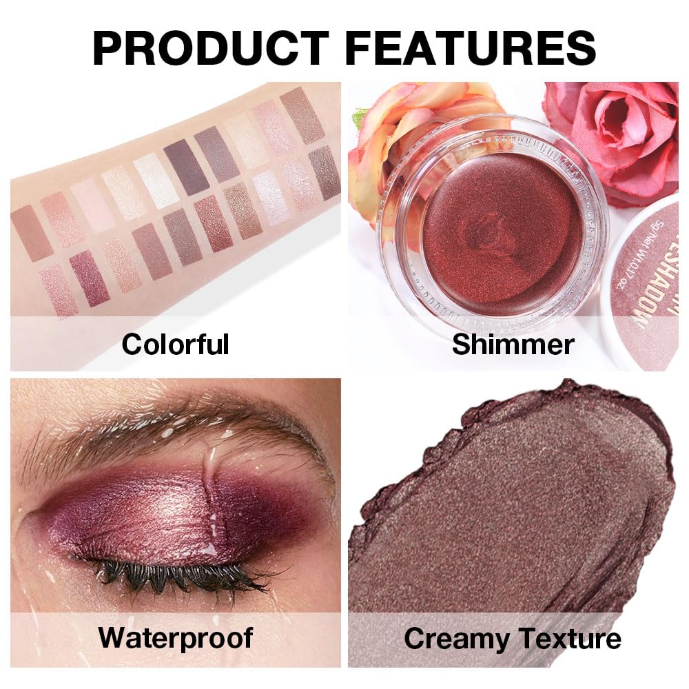 Kaely Single Cream Eyeshadow Pot, Taupe Shimmer Eye Shadow for Older Women High Pigmented Waterproof, Natural Eyeshadow Palette Makeup Brightener, sombras en crema para ojos, Blendable, R04-Velvo Beauty