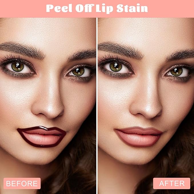 Peel Off Lip Liner Stain - Long Lasting Natural Lip Stain Transfer-proof Lip Liner, Moisturizing Waterproof Lip Gloss Stain, Highly Pigmented Color for All Skin, Ideal Gifts for Women (Coffee)-Velvo Beauty