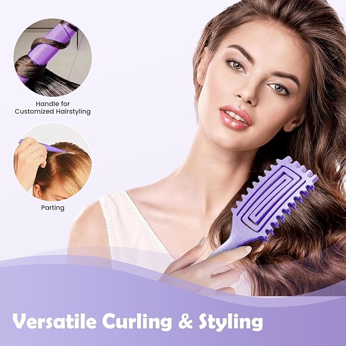 Curl Defining Brush, Curly Hair Brush Defining with Side Gear for Combing, Shaping, and Styling Curly Hair, Lightweight Candy Brush Suitable for All Wet or Dry Hair Types for Women and Men (Purple)-Velvo Beauty