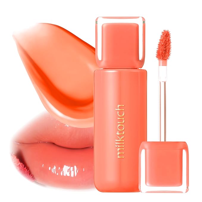 MILKTOUCH Jelly Lip Glow Tint - Hydrating Lip Gloss with Long-Lasting Moisture, Lip Stain, Lightweight, Radiant Shine, Perfect for Daily Use, Valentines Gifts, Korean Lip Oil (01 New Peach Bear)-Velvo Beauty