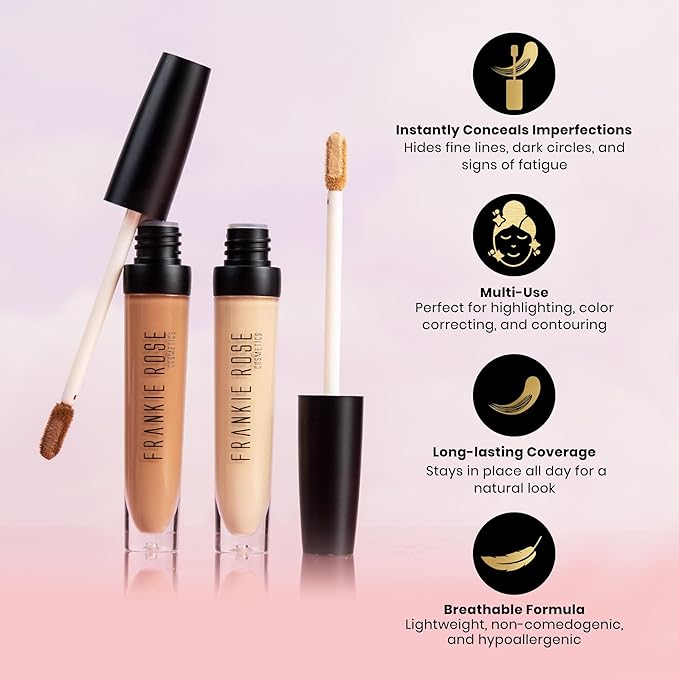 Frankie Rose Cosmetics Our Lil’ Secret Concealer – Sweat-Proof & Matte Under Eye Concealer, Long Lasting Concealer Full Coverage For Fine Lines, Dark Circles & Hide Imperfections - Fresh-Velvo Beauty