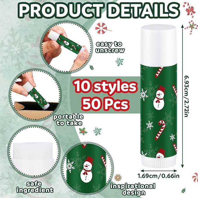 50 Pcs Lip Balm in Bulk Gift Set Moisturizing Lip Moisturizer Candy Themed Baby Shower Favors Candy Themed Gifts with Assorted Fruit Flavors for Women Men Dry Chapped Lips Christmas Gifts-Velvo Beauty