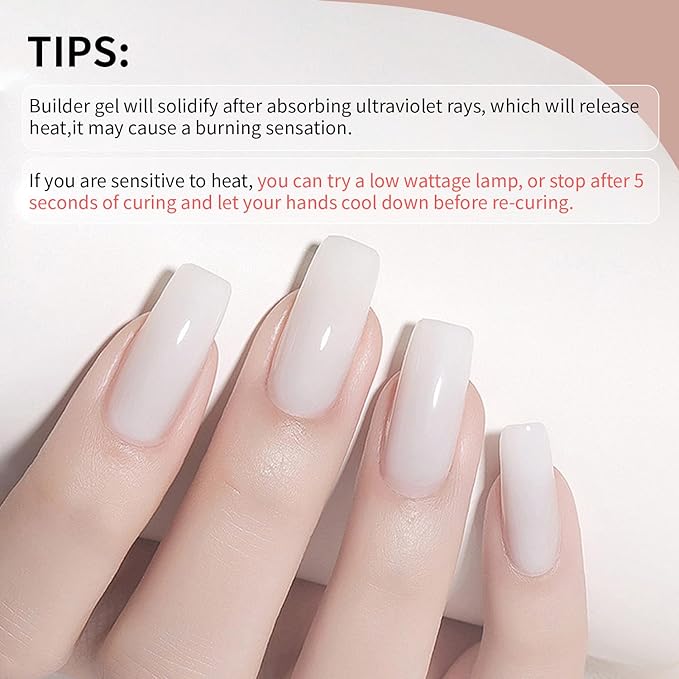 JODSONE 4 Bottles of 10 ML Capacity Builder Gel Nail Set Building Nail for Nail Apex and Extension Strengthener Hard Need to Cured By Nail Lamp-Velvo Beauty