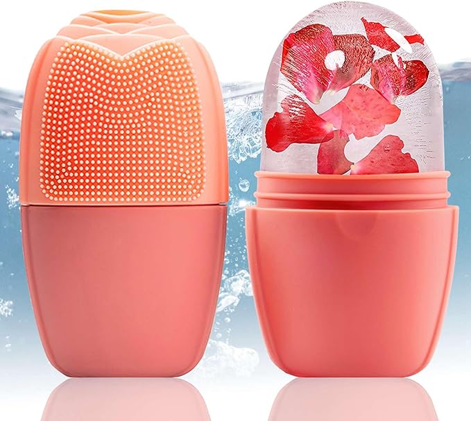 XHJRI Ice Face Roller Massager,Ice Cube Roller for Face, Eyes and Neck Naturally Conditioning and Skin Care,De-Puff Eye Bags,Reduce Migraine Pain,Reusable Massage Silicone Ice Mold (New Pink)-Velvo Beauty