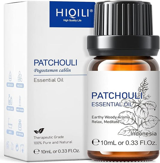 HIQILI 0.33Fl Oz Patchouli Essential Oil,100% Pure for Diffuser,Perfume DIY, Candle Soap Making-10ml-Velvo Beauty