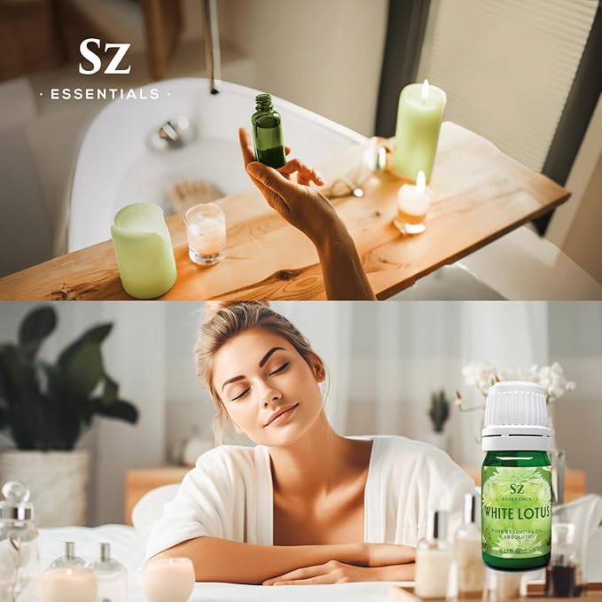 White Lotus 100% Pure, Essential Natural Oil - Extracted from Nymphaea Lotus - Rich & Sweet Scent, with Exotic Floral Overtones - Therapeutic Grade & Vegan - 0.17 fl oz (5ml)-Velvo Beauty