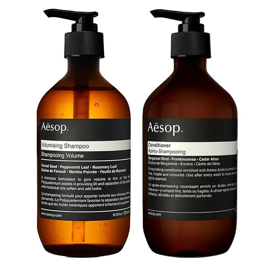Aesop Volumizing Shampoo and Conditioner Set | Cleanses Hair and Scalp for Soft, Shiny, Fragrant Hair | Paraben-Free + Cruelty-Free | Set of 2 (16.9 oz + 17.5 oz)-Velvo Beauty