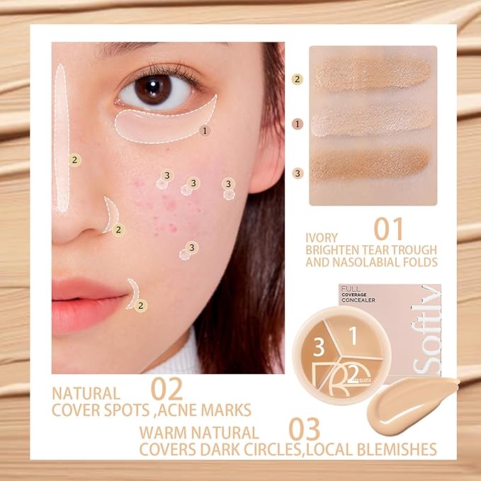 Foundation Concealer Palette + Color Corrector Palette, Light Color Combination Cosmetics Cream Highlighting Palette, Cover Dark Circles, Bruises, Age Spots, Blemish, Vegan & Cruelty Free-Velvo Beauty