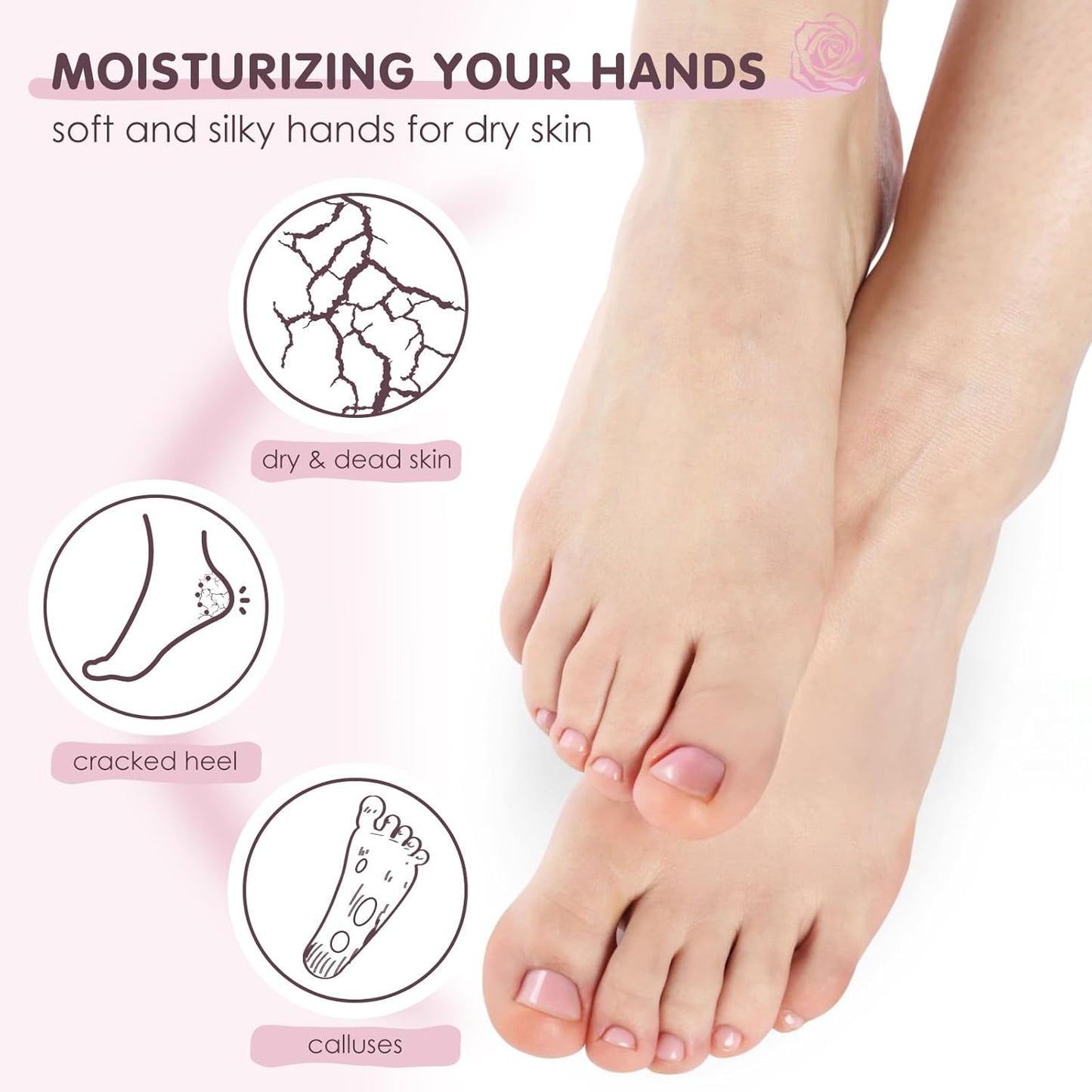 AUSLKA Moisturizing Foot Mask, Moisturizing Socks, Hydrating Moisturizer Sock for Dry Cracked Feet Heel, Leave Your Feet Moisture and Smooth(Shea Butter) - 6 Packs-Velvo Beauty