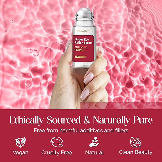 Eye Roller Serum with Retinol & Vitamin B5 - Hydrating & Soothing Under Eye Serum for Dark Circles and Puffiness & Fine Lines - Anti Aging Korean Skin Care - 1.69 Fl Oz./50ml-Velvo Beauty