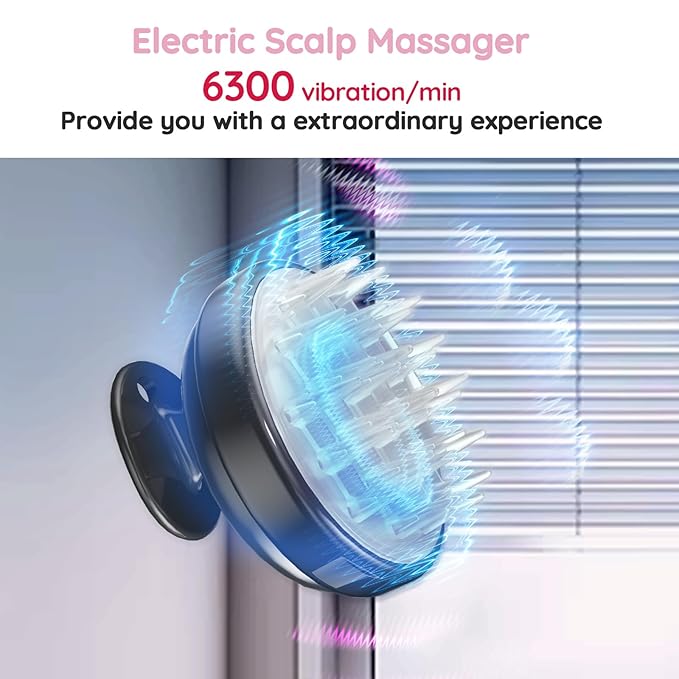 Electric Handheld Hair Massager, Cordless Hair Scalp Massager Portable Head Scratching Massager with 2 Modes Vibration Comb for Hair Growth, Deep Cleansing and Stress Relaxation-Velvo Beauty