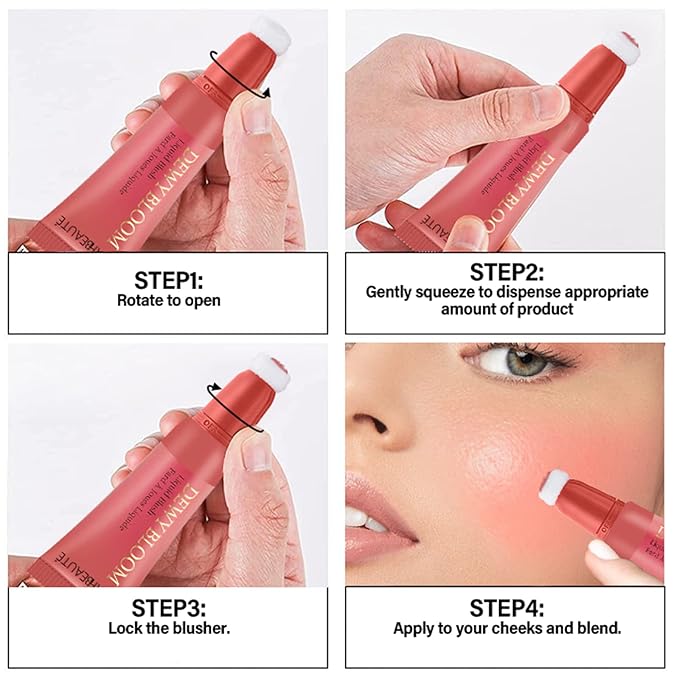 Blush Beauty Wand,Matte Face Blush Contour Wand with Cushion Applicator,Smooth Creamy Dewy Liquid Blush Wand,Blendable Blush Rouge Stick for Cheek,Cruelty-free,102 Serenade,Coral-Velvo Beauty
