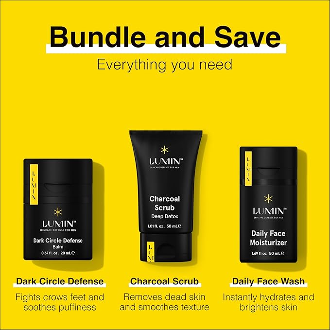 Lumin Skin Care Set Routine for Men - Boss Trio - Men's Facial Care Kit, Men's Skincare Routine Banish Dark Circles, Puffiness, Clogged Pores - 2 Month Supply-Velvo Beauty
