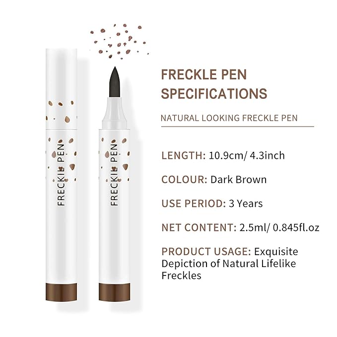 2 Pcs Freckle Pen Set, Natural Lifelike Fake Freckles Makeup Pen Magic Brown Color Freckles Makeup Tool Long-Lasting Waterproof Dot Spot Pen for Effortless Sunkissed Makeup (Dark Brown)-Velvo Beauty