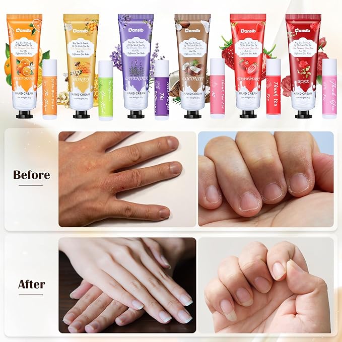 36 Set Thank You Gifts for Employee Hand Cream and Lip Balm Bulk Set with Organza Bag Thank You Card Hand Lotion Appreciation Gift Set for Women Men Coworkers Volunteer-Velvo Beauty