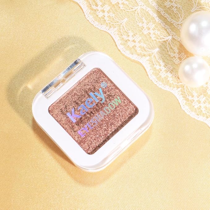 evpct Rose Gold Single Eyeshadow Palette Makeup for Older Women, Amber Rush Brown Shimmer Glitter Sparkly Cream Eye Shadow Palette Brightener Makeup for Older Women, High Pigment Monochrome Eyeshadow-Velvo Beauty