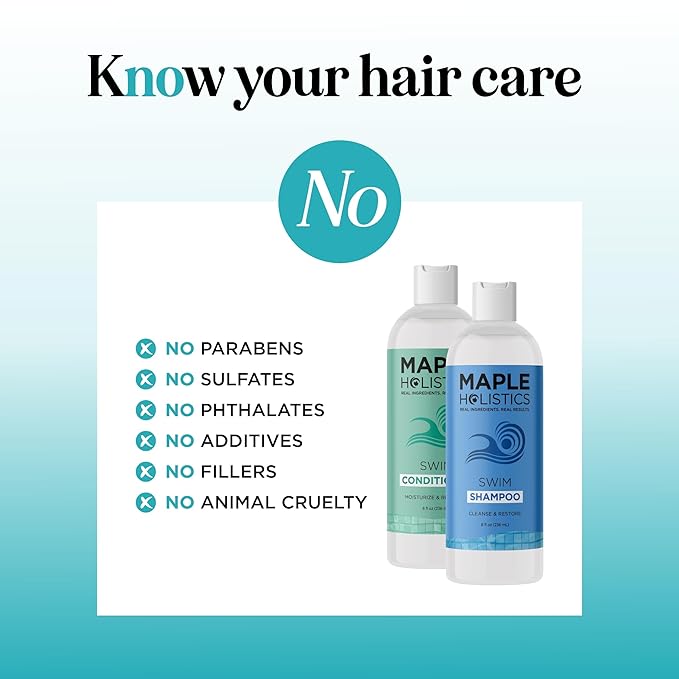 After Swim Shampoo and Conditioner Set - Chlorine Shampoo and Conditioner for Swimmers with Tea Tree and Rosemary Oil - Clarifying Shampoo for Hard Water Chlorine and Saltwater with Replenishing Oils-Velvo Beauty